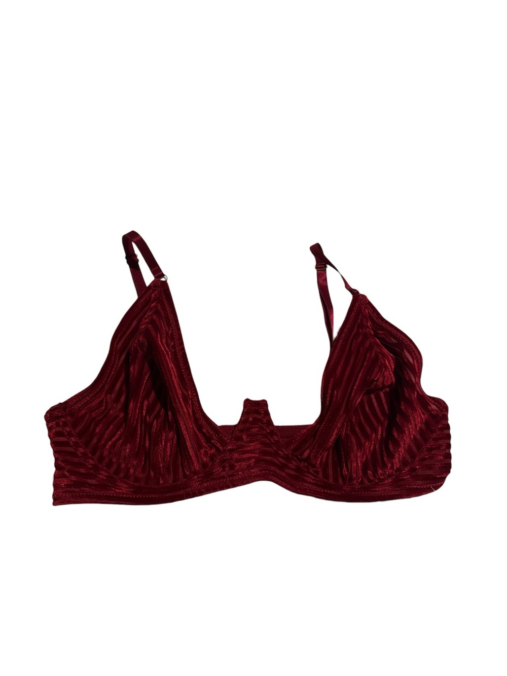 Women’s Lightly Lined Quarter Cup Bra Medium Red Corduroy NEW! Striped Sexy